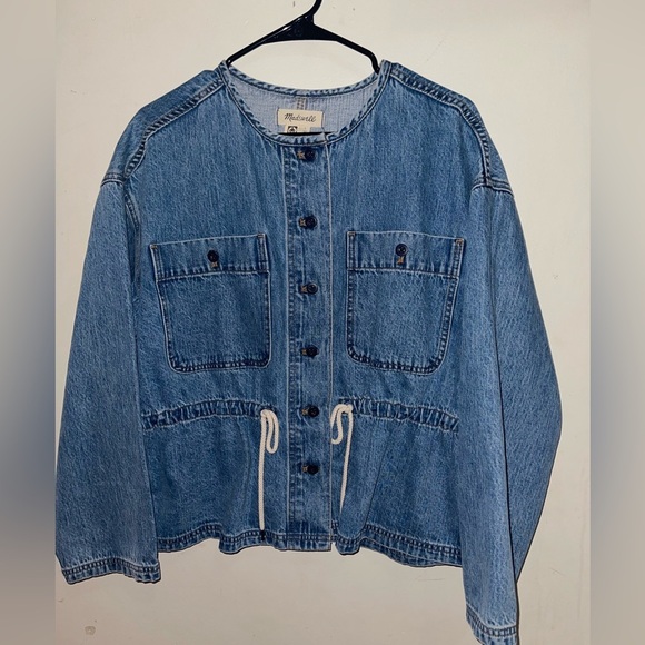 Madewell Claremont Drawstring Denim Jacker in Sz Large NWOT - Picture 7 of 11